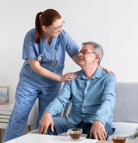Équipe SAMAIDD accompagnant un patient avec attention et bienveillance